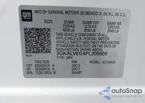 2023 GMC Terrain Awd Slt z USA, uszkodzony, nr VIN 3GKALVEG4PL200900